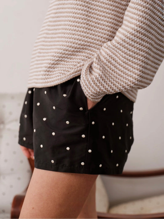 Silk Taffeta Tap Short - Jet Polka Dot