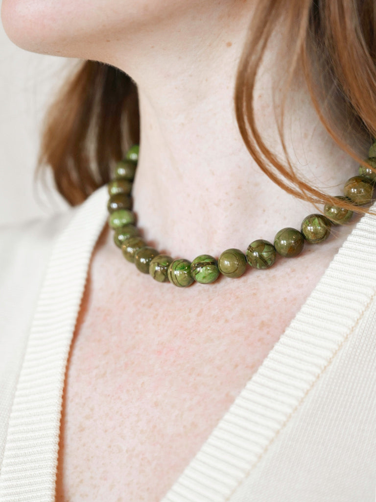 Rio Beaded Necklace - Green Jasper
