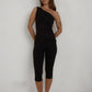 One Shoulder Asym Hem Tank - Black