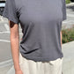Bo Linen Blend Tee - Charcoal