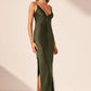 Shae Plunged Slip Tie Maxi Dress - Pine Green