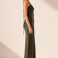 Shae Plunged Slip Tie Maxi Dress - Pine Green