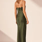 Shae Plunged Slip Tie Maxi Dress - Pine Green