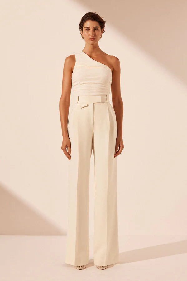 Irena High Waist Tailored Pant - Bone