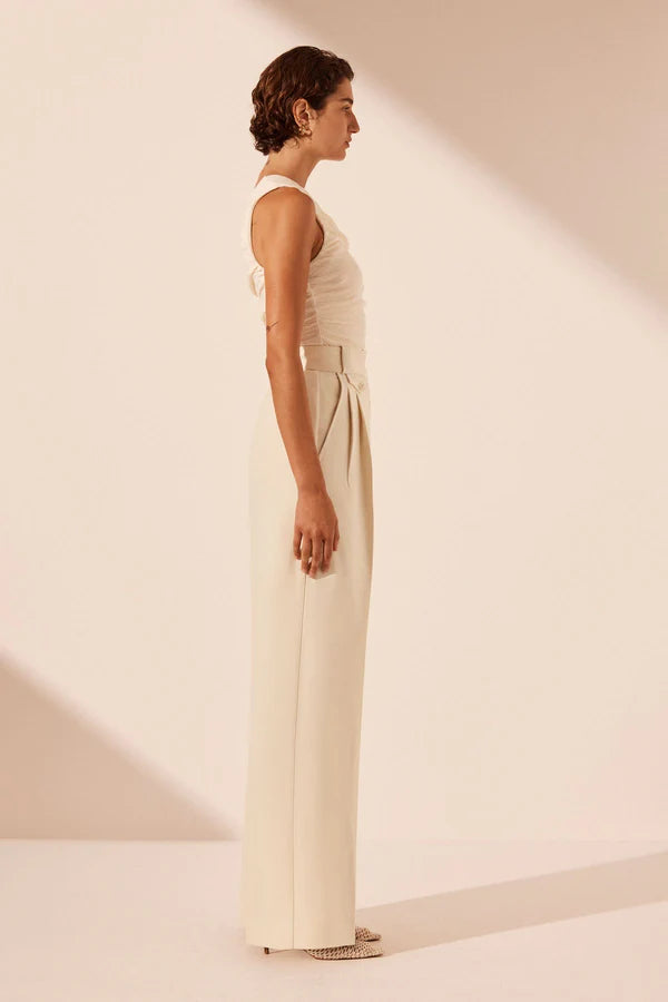 Irena High Waist Tailored Pant - Bone