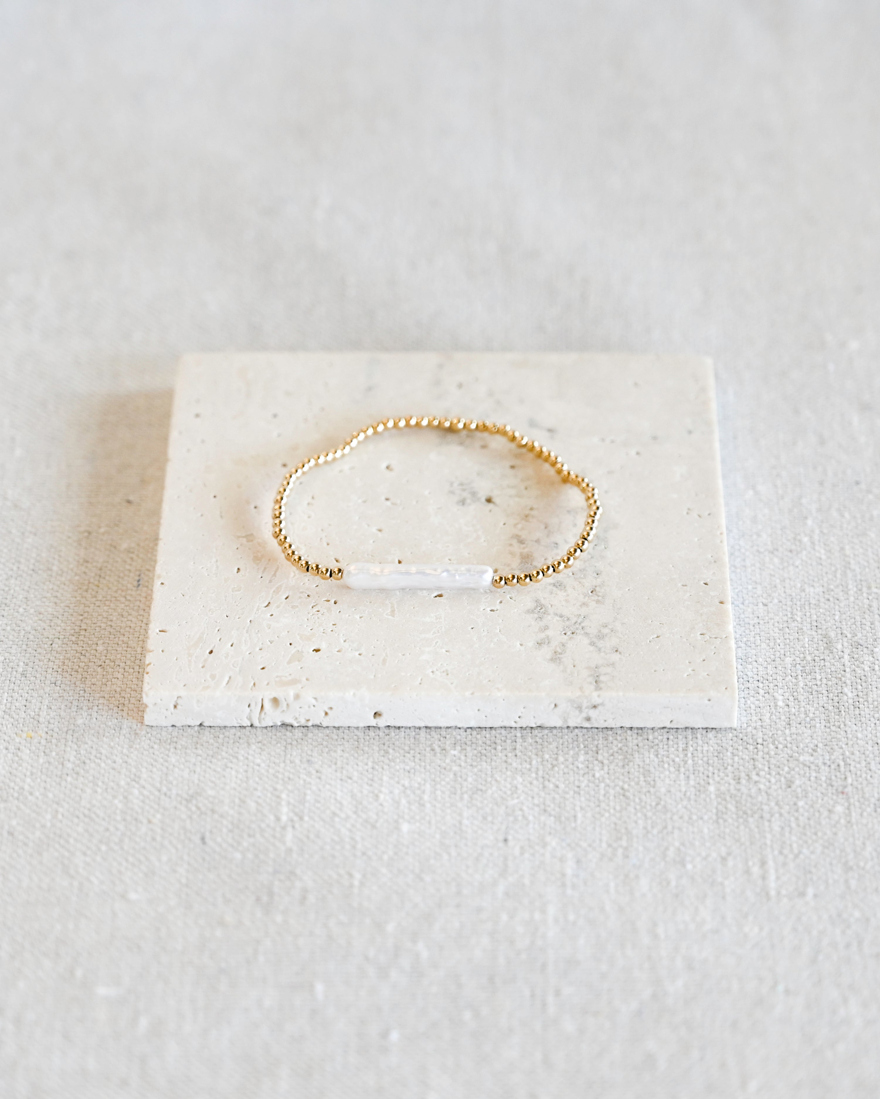 Romy Beaded Bracelet - Bar Pearl – Slow Goods