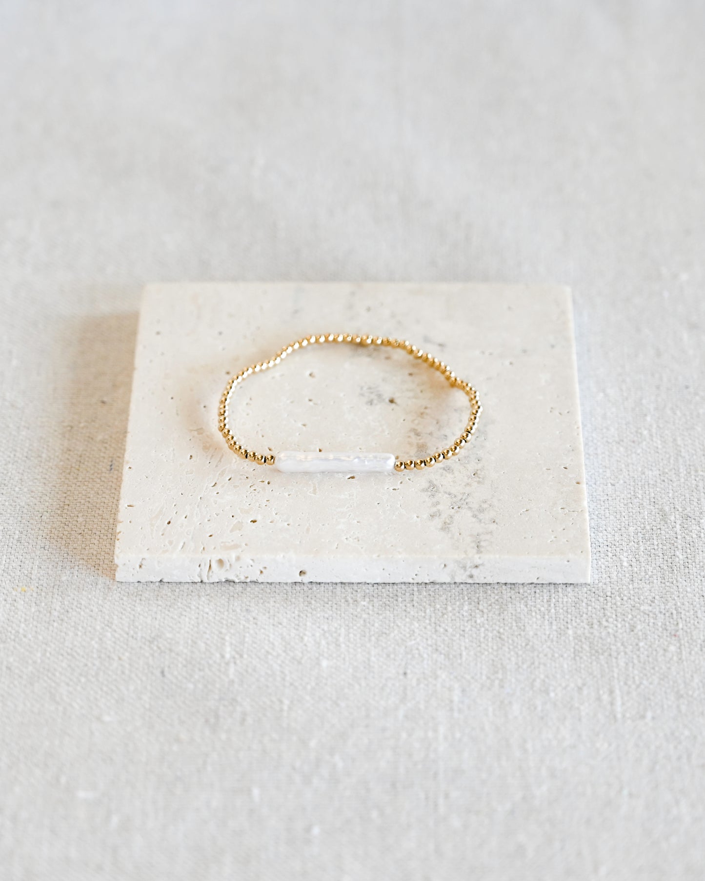 Romy Beaded Bracelet - Bar Pearl