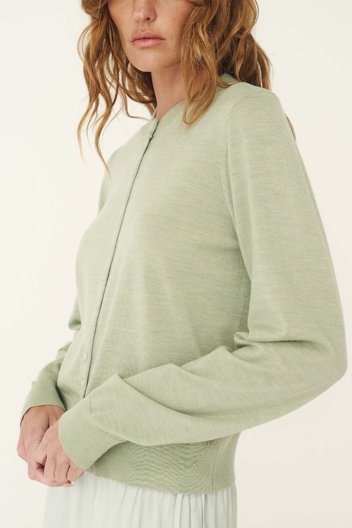 Maeve Merino Spring Cardigan - Sage Marle
