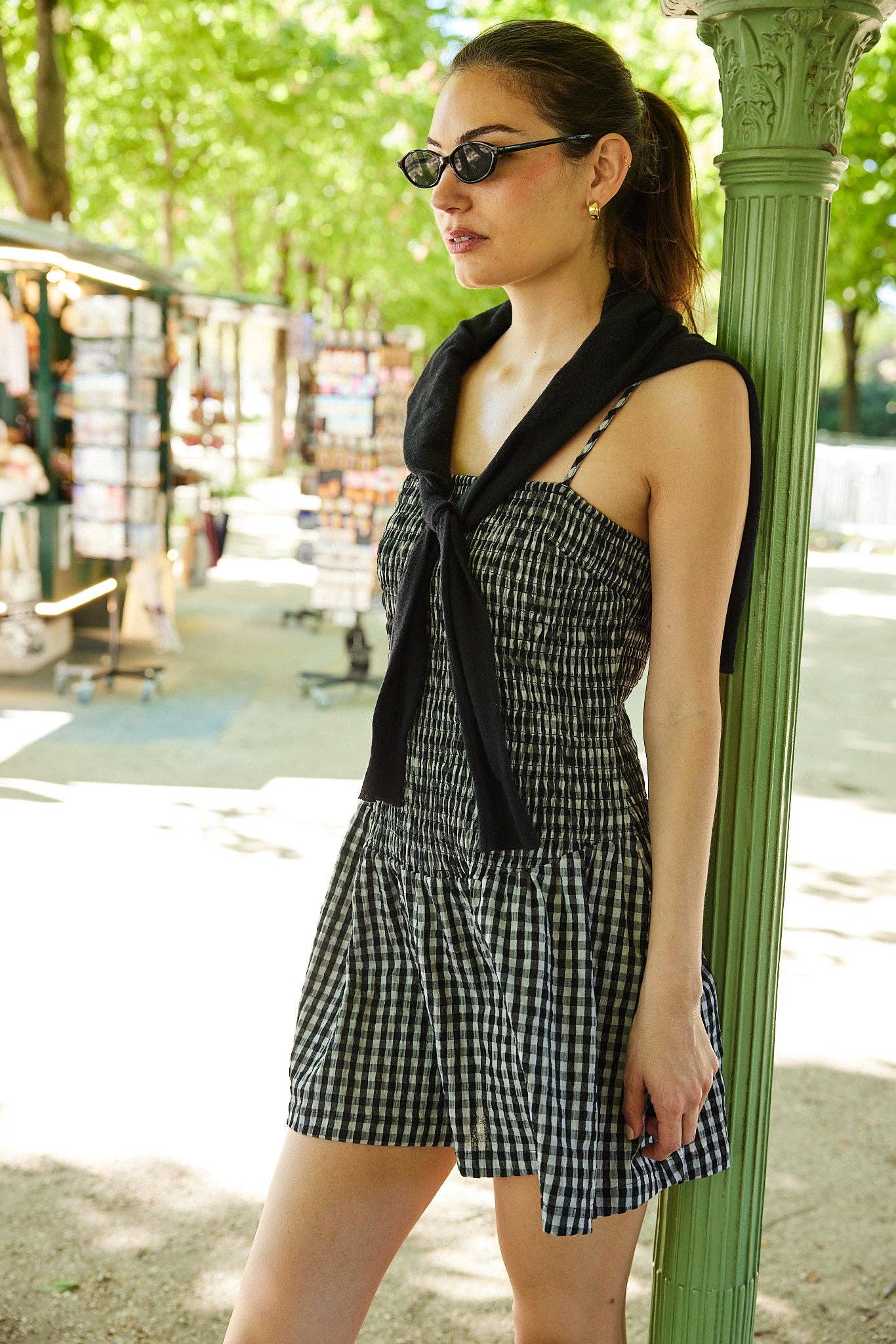 Shore Mini Dress - Black and White Gingham Check