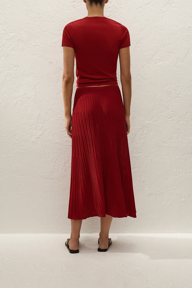 Citara Drawstring Midi Skirt - Red Ochre
