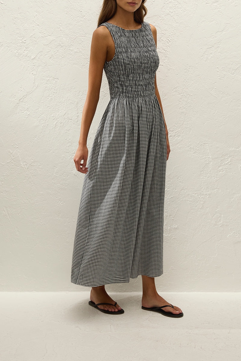 Carina Maxi Dress - Black Gingham