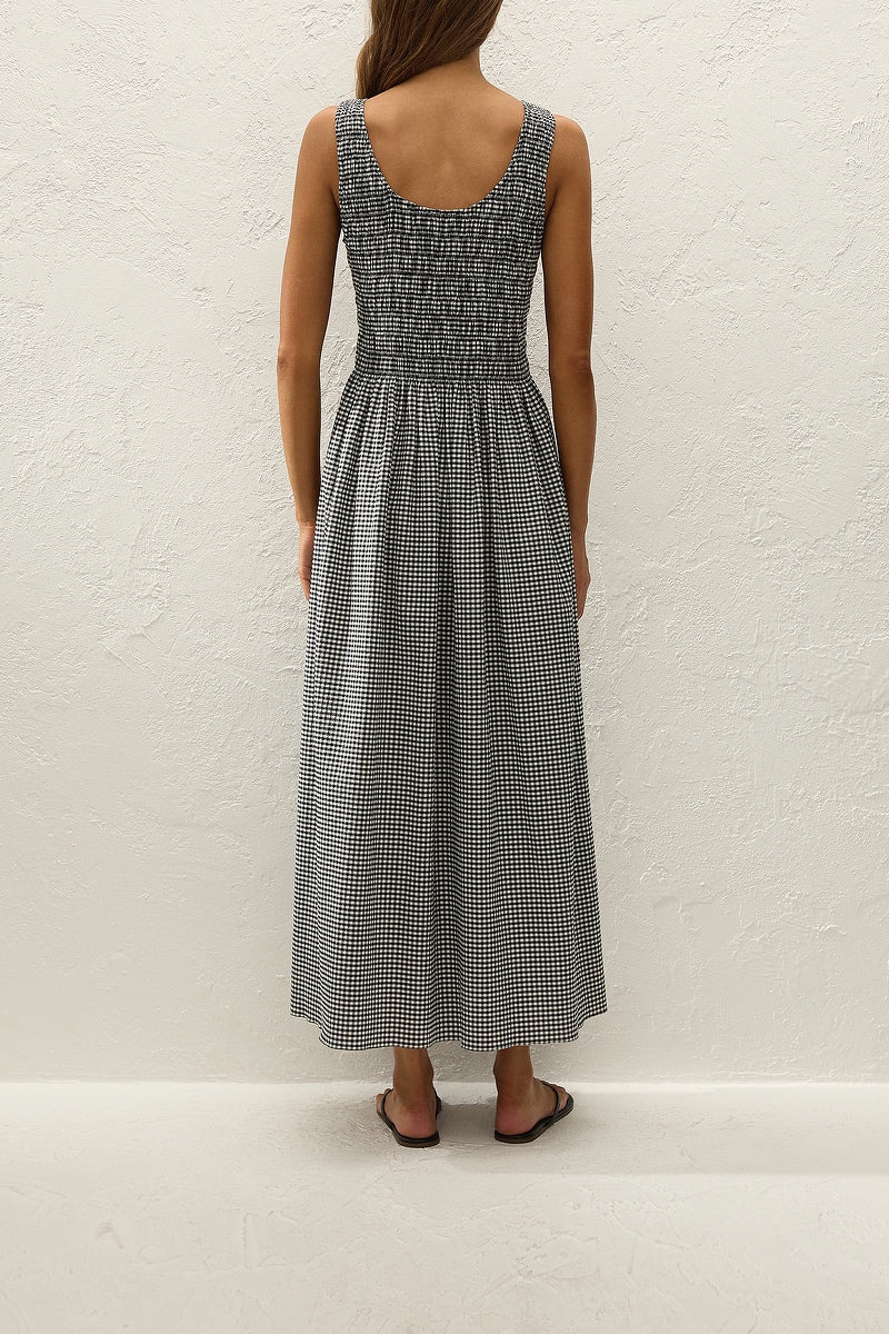 Carina Maxi Dress - Black Gingham