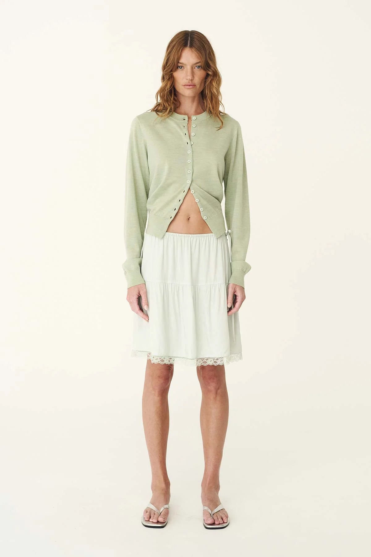 Maeve Merino Spring Cardigan - Sage Marle