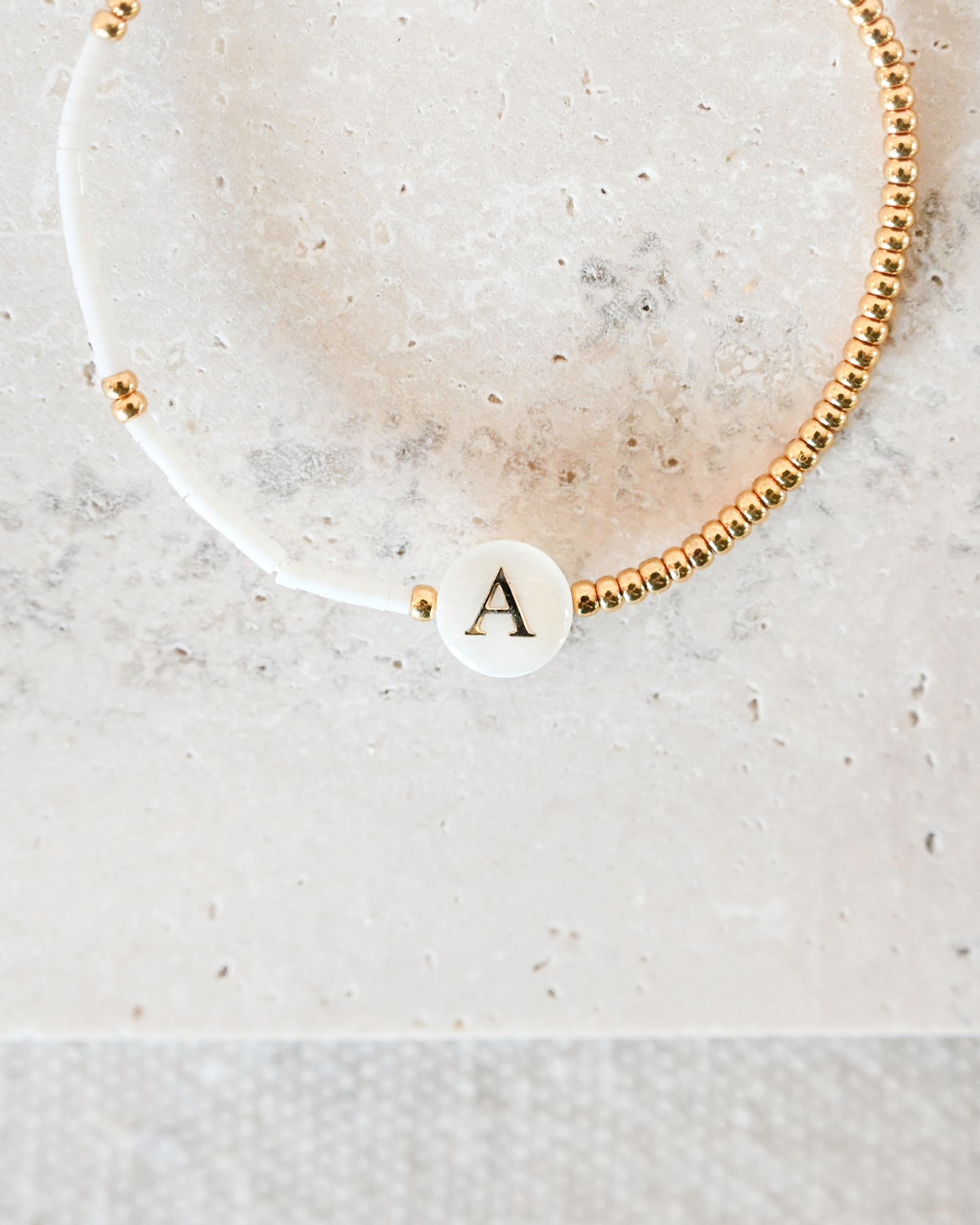 Initial Bracelet - Gold / Pearl