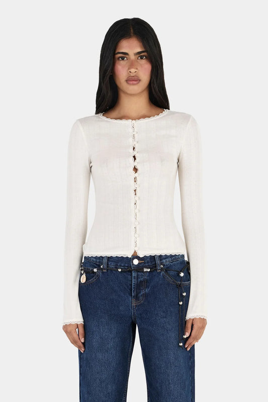 Alanis Cardi Top - Cream