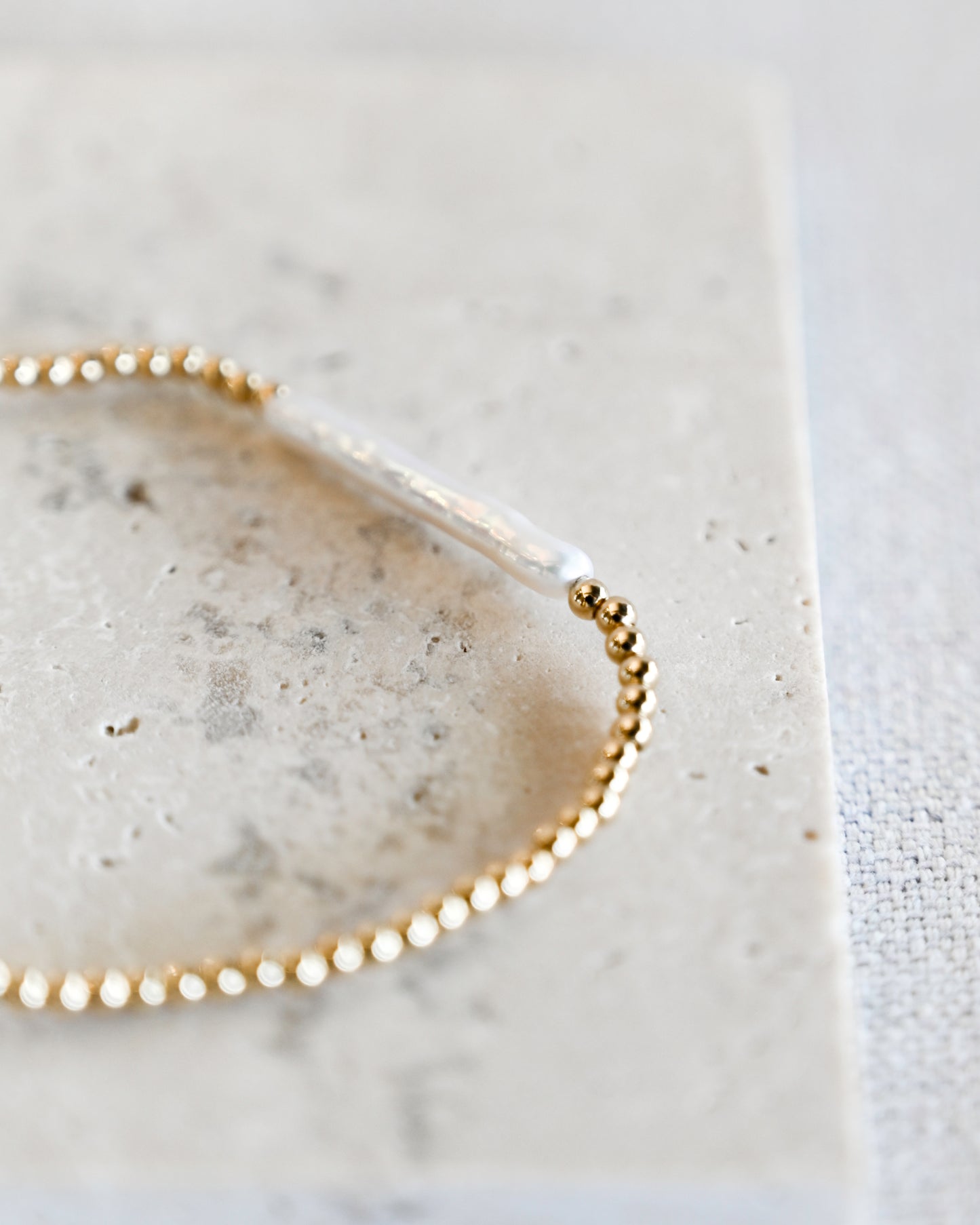 Romy Beaded Bracelet - Bar Pearl