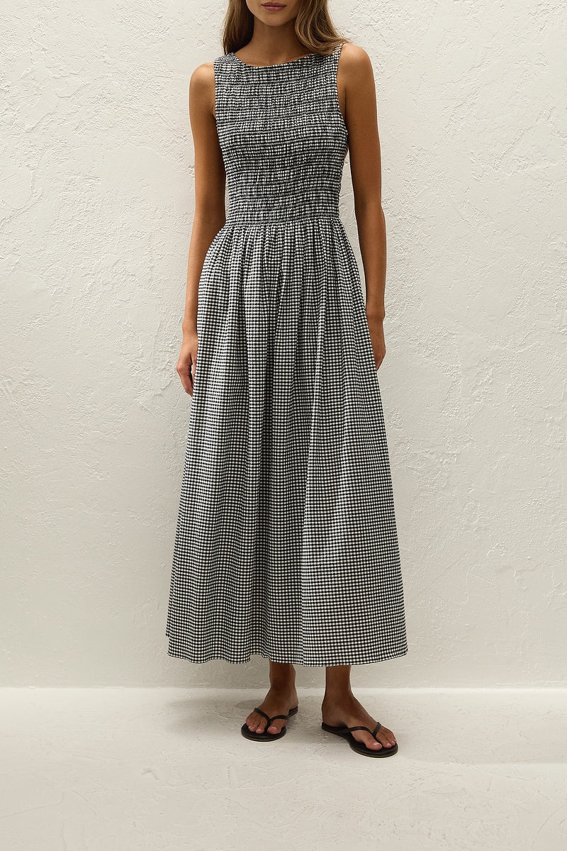 Carina Maxi Dress - Black Gingham
