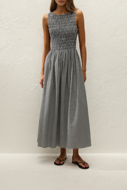 Carina Maxi Dress - Black Gingham