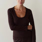 Baby Rib Scoop Neck - Espresso