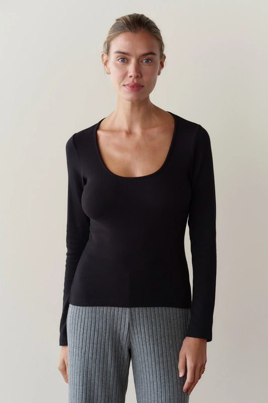 Baby Rib Scoop Neck - Jet