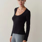 Baby Rib Scoop Neck - Jet