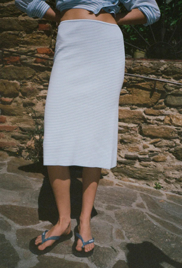 Faye Skirt - Periwinkle Stripe