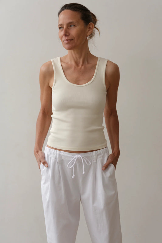 Rib Scoop Tank - Creme