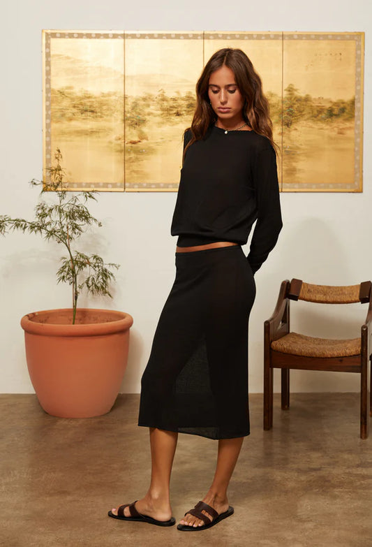 Lacerta Sheer Pullover Sweater - Black