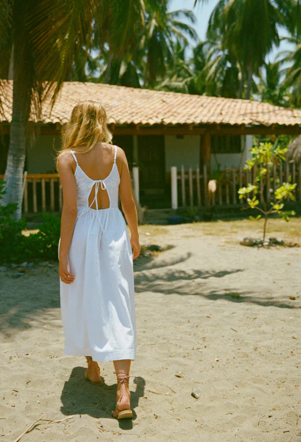 Neroni Dress - White Floral Embroidered