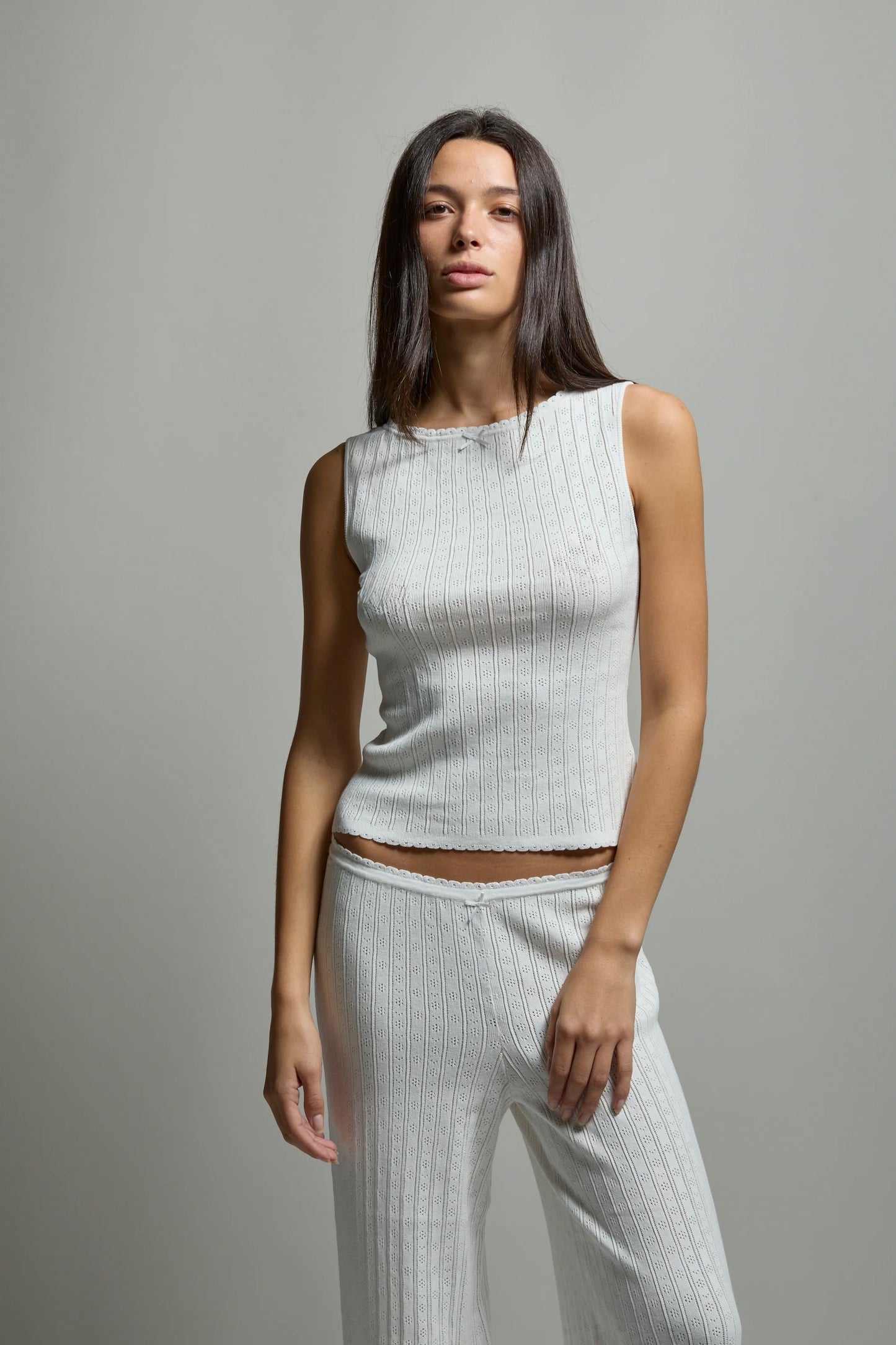 Paloma Pointelle Muscle Tank - White