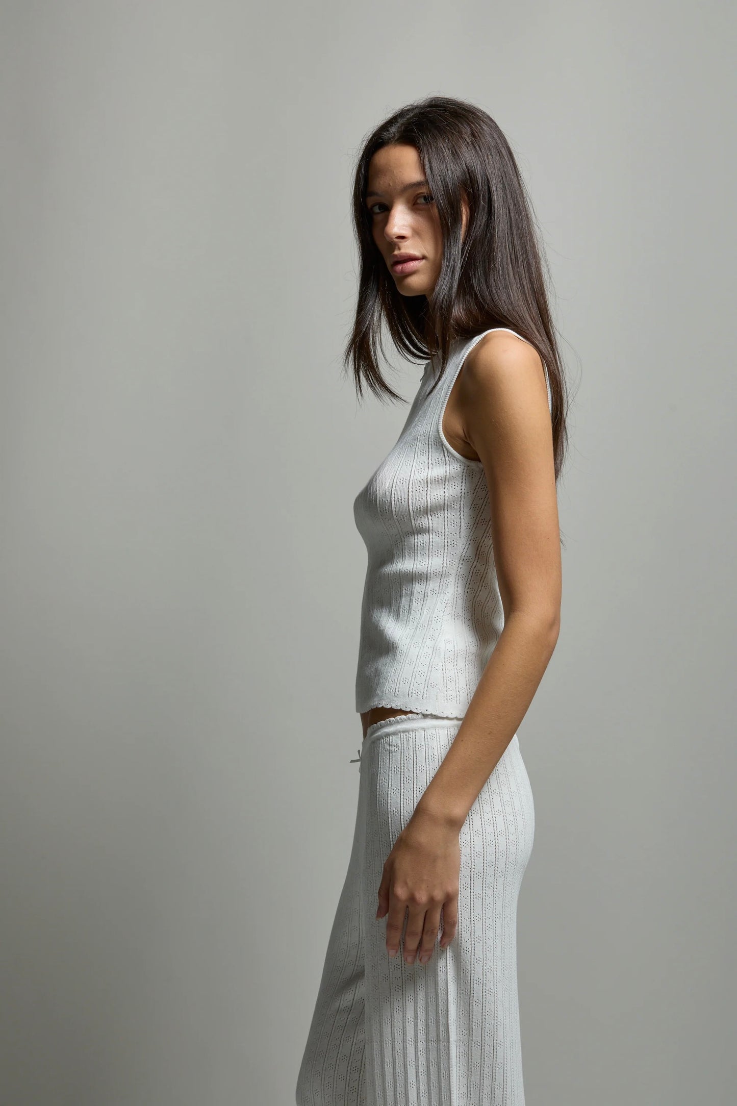 Paloma Pointelle Muscle Tank - White