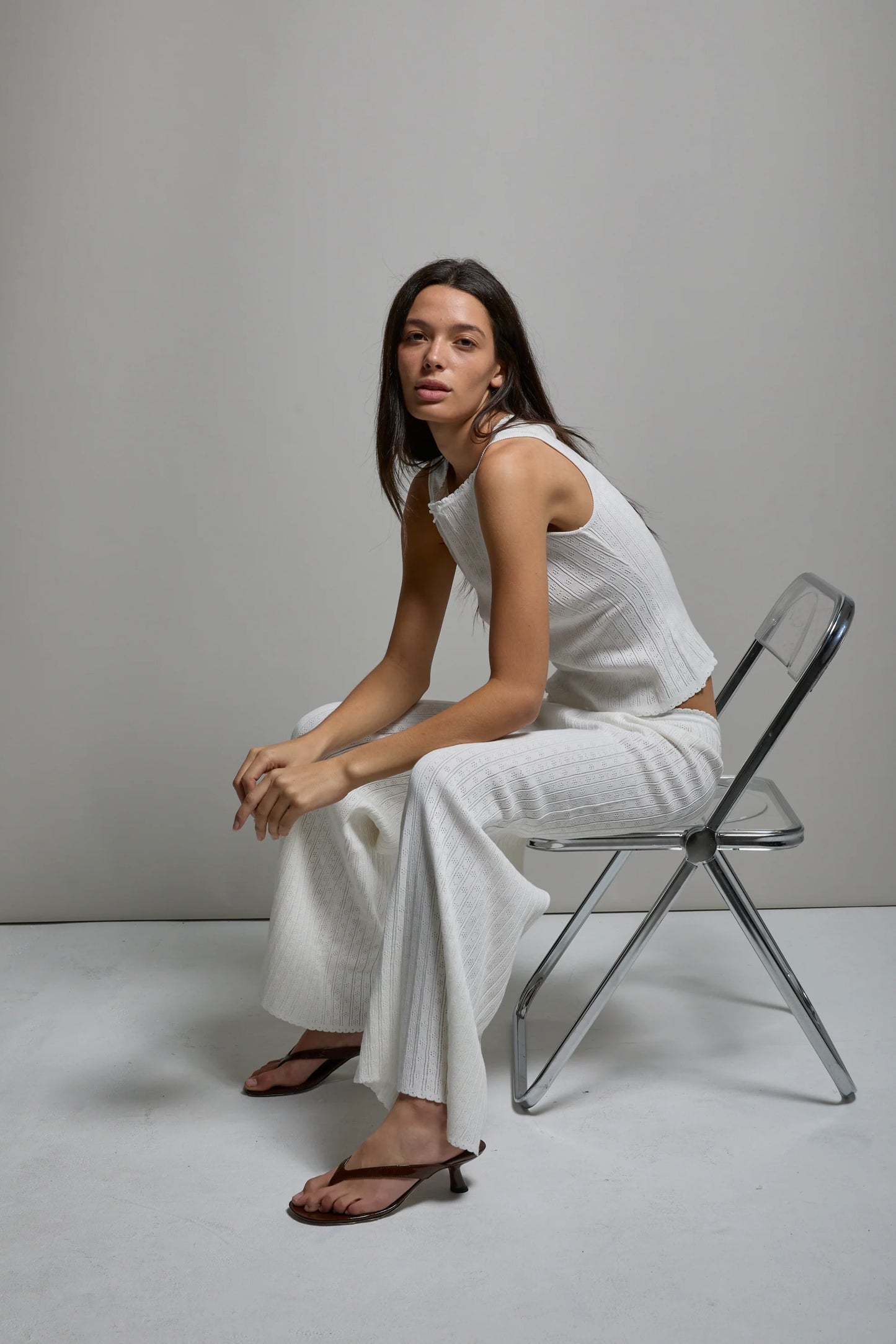 Paloma Pointelle Muscle Tank - White