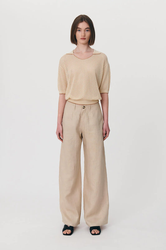 Carlotta Linen Wide Pants - Birch