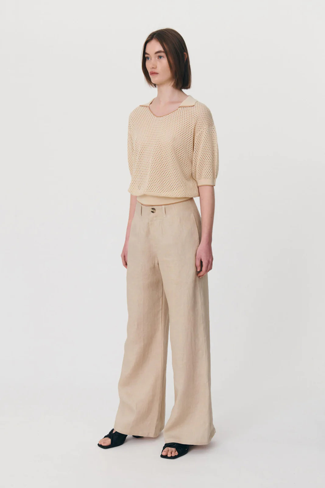 Carlotta Linen Wide Pants - Birch