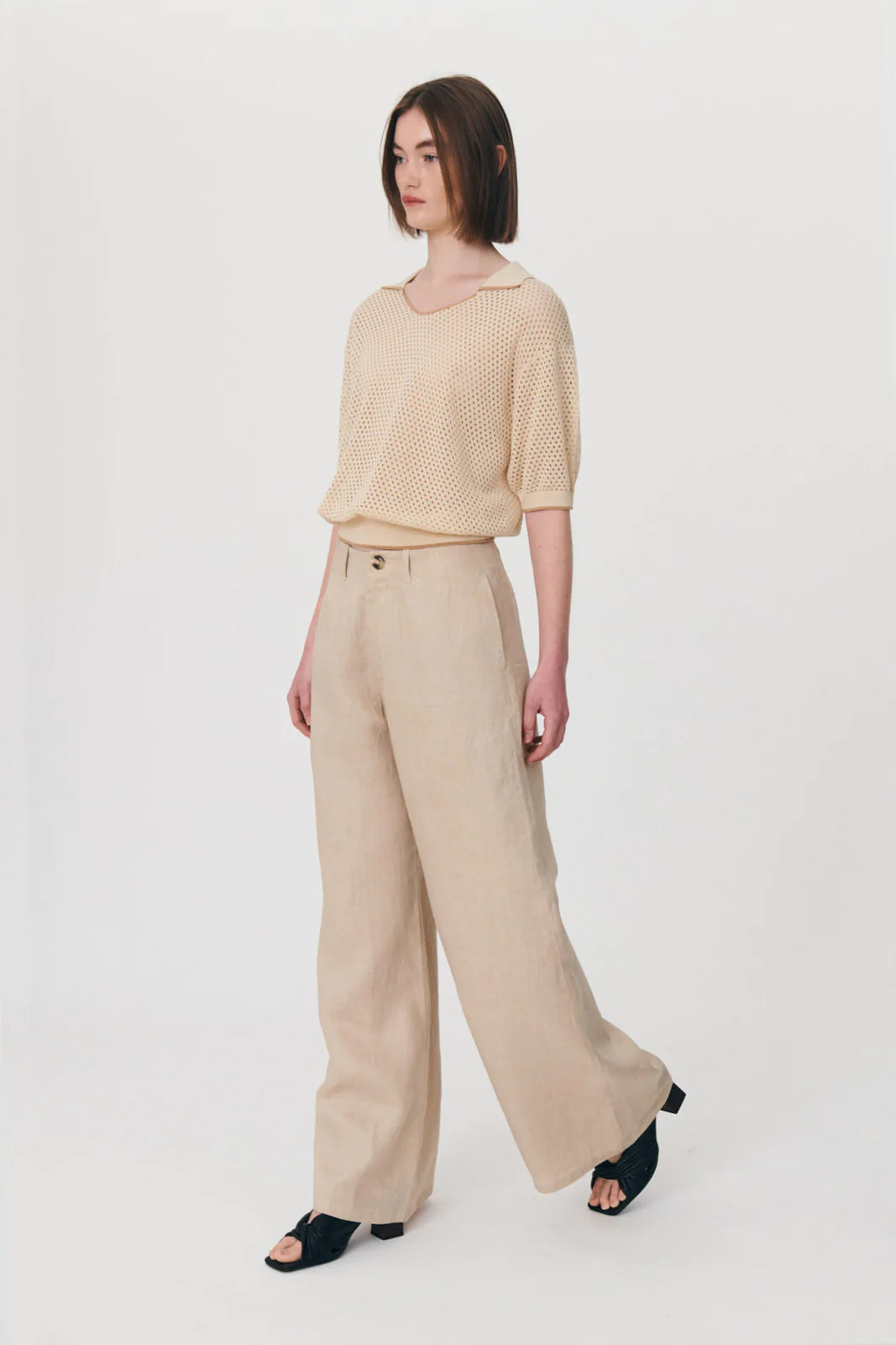 Carlotta Linen Wide Pants - Birch