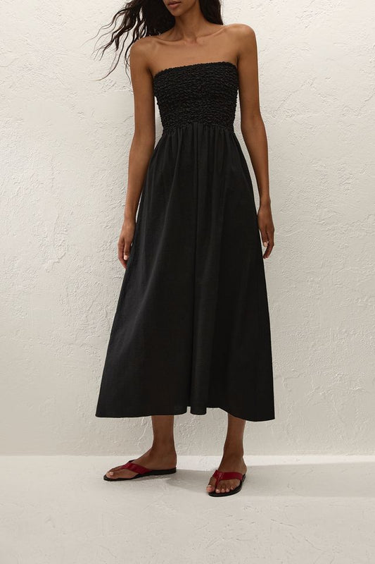 Orla Strapless Midi Dress - Black