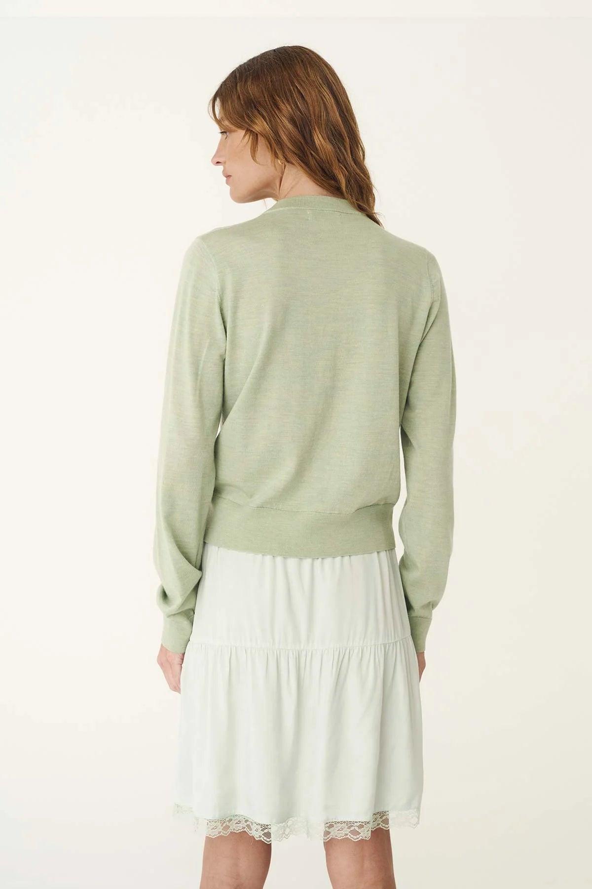 Maeve Merino Spring Cardigan - Sage Marle