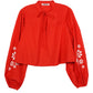 Salm Clay Embroidered Cotton Voile Top