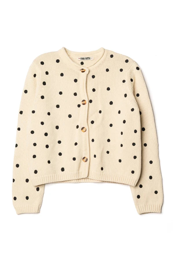 Maija Cardigan - Ivory / Polka Dot