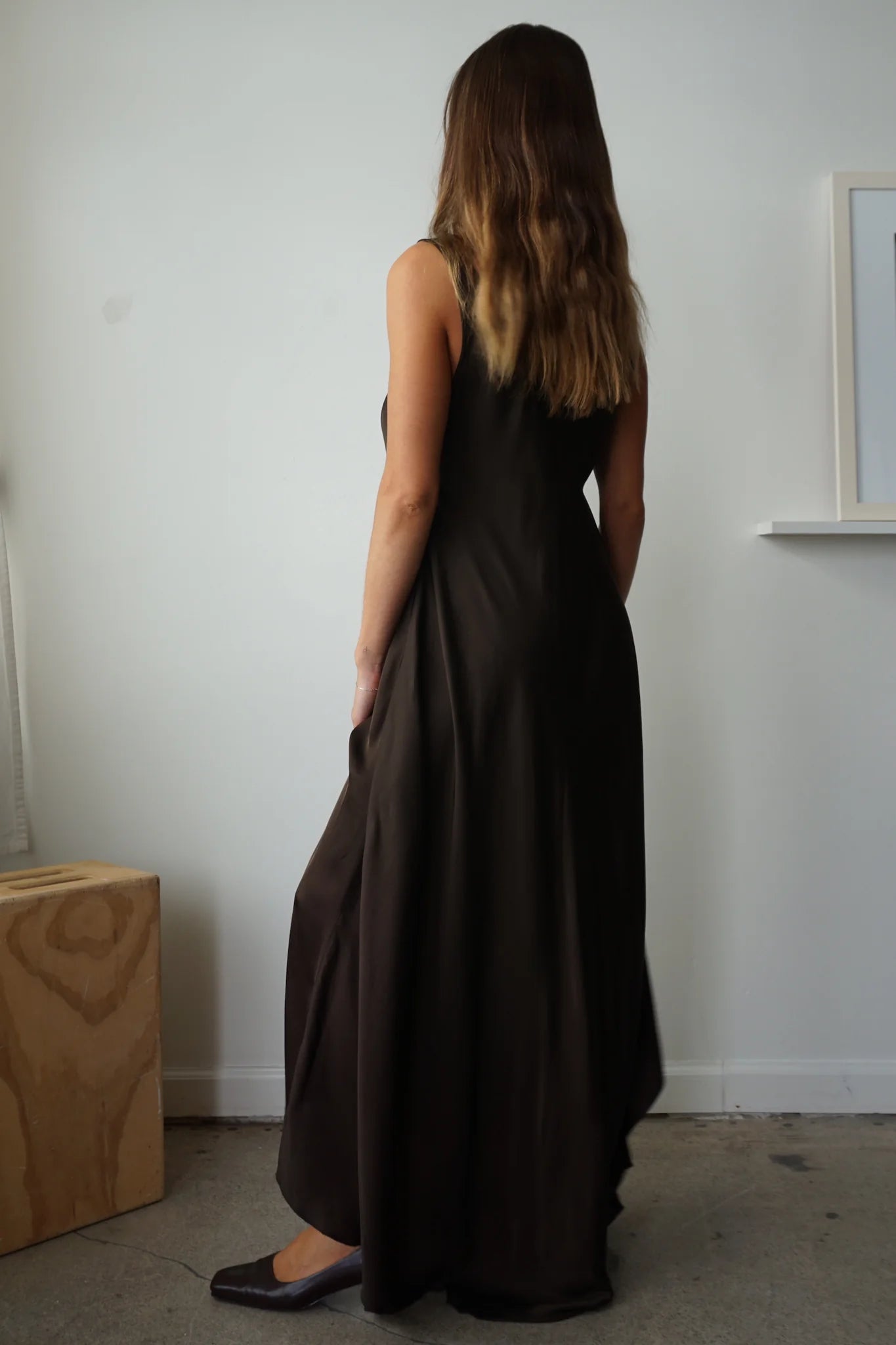 Satin Maxi Dress - Chocolate