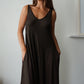 Satin Maxi Dress - Chocolate