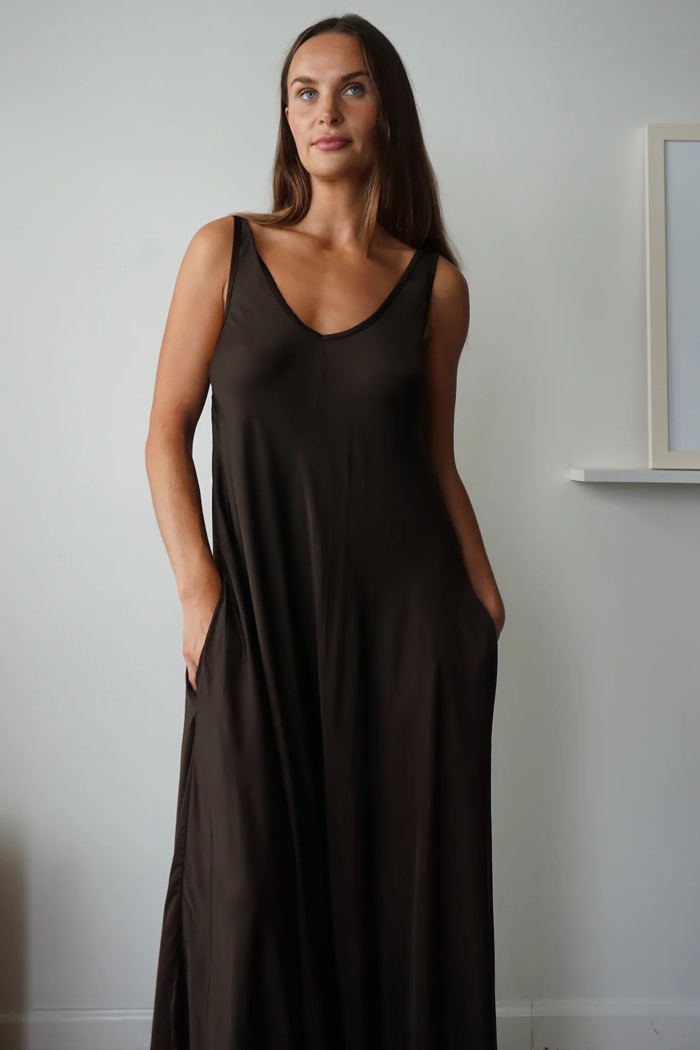 Satin Maxi Dress - Chocolate