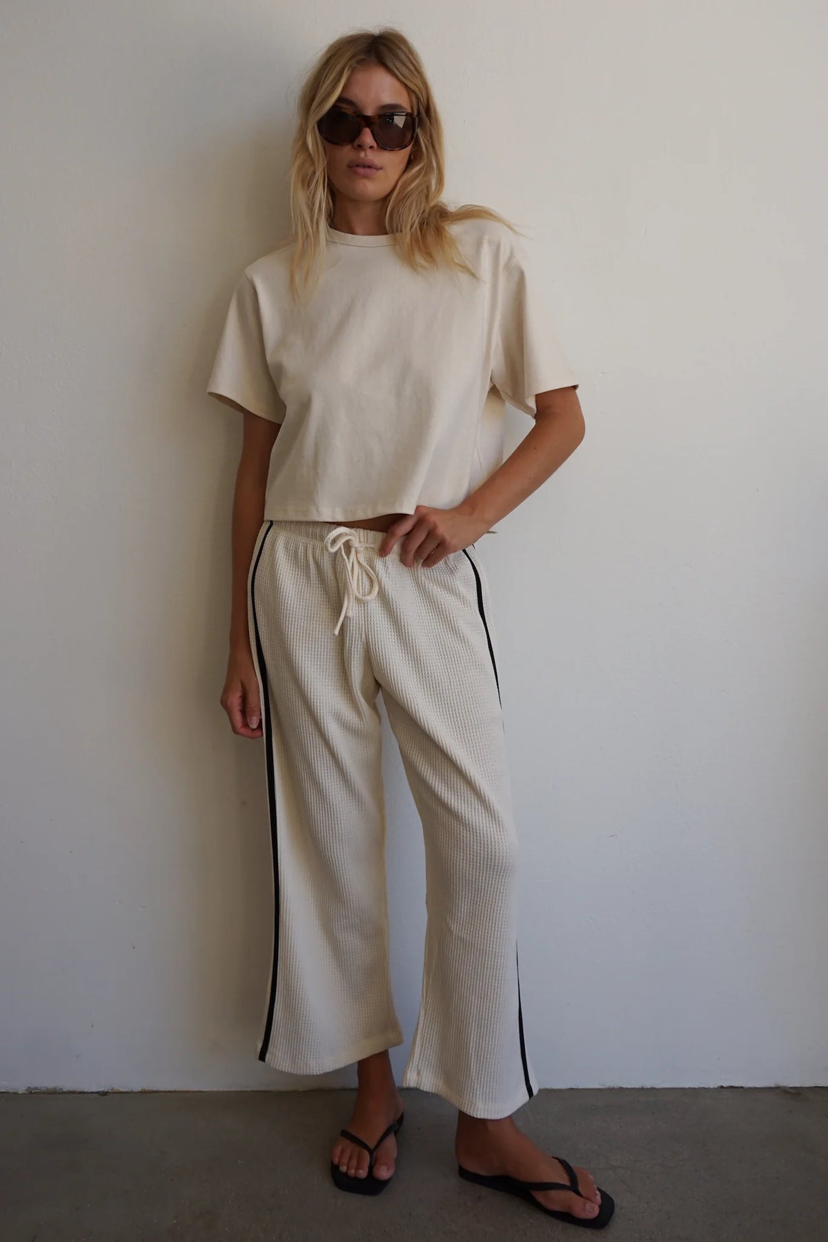Waffle Pant - Natural/Black