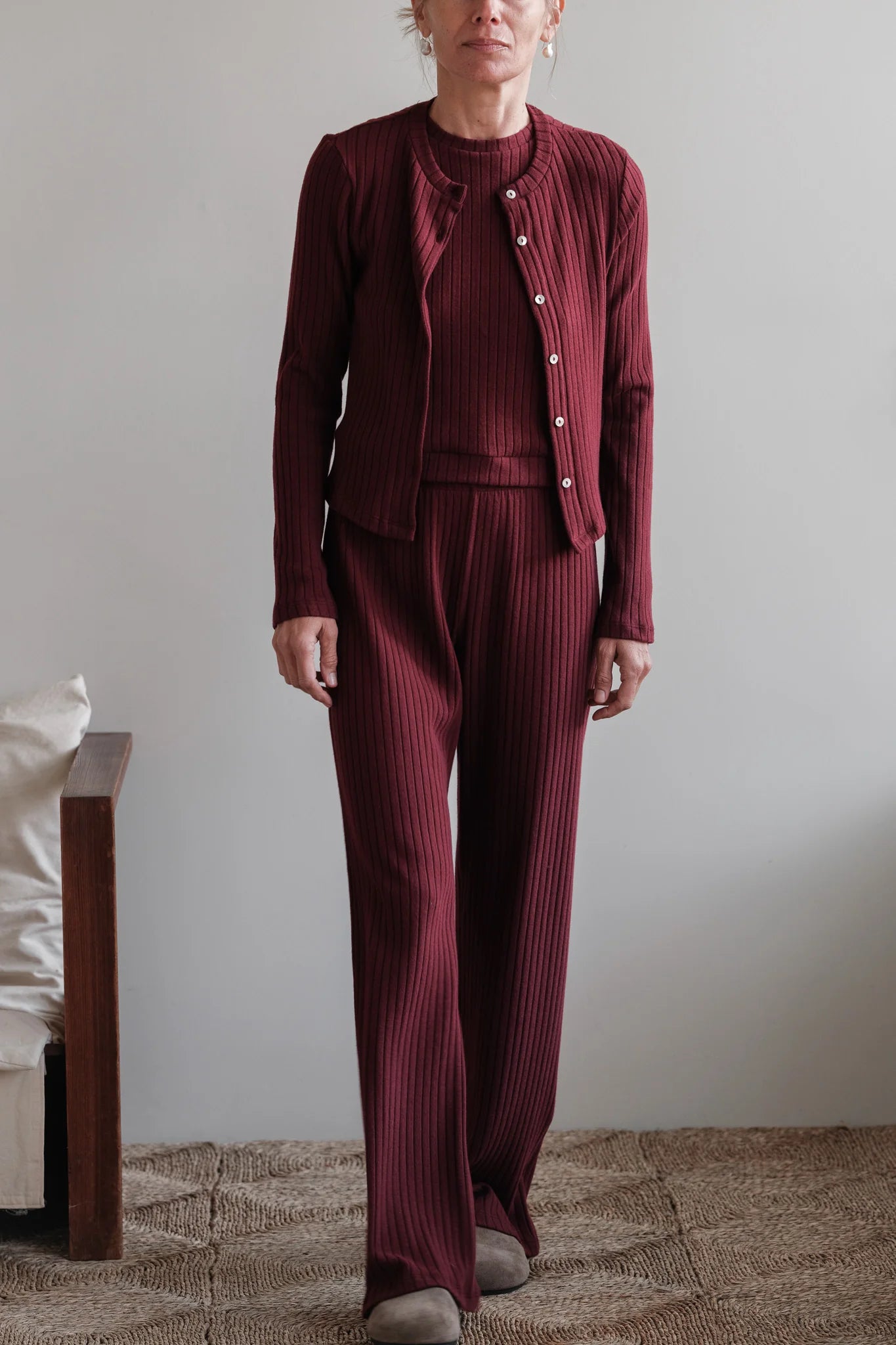 Sweater Rib Cardi - Oxblood