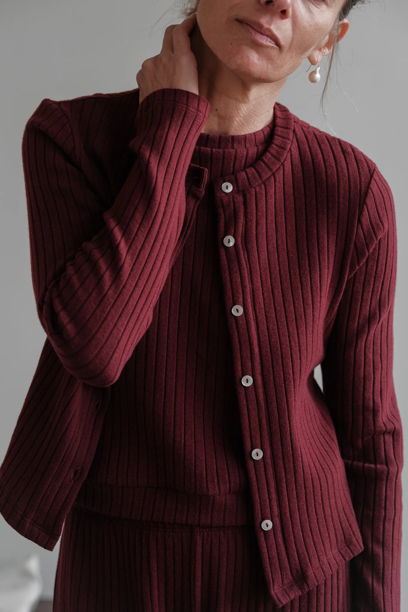 Sweater Rib Cardi - Oxblood