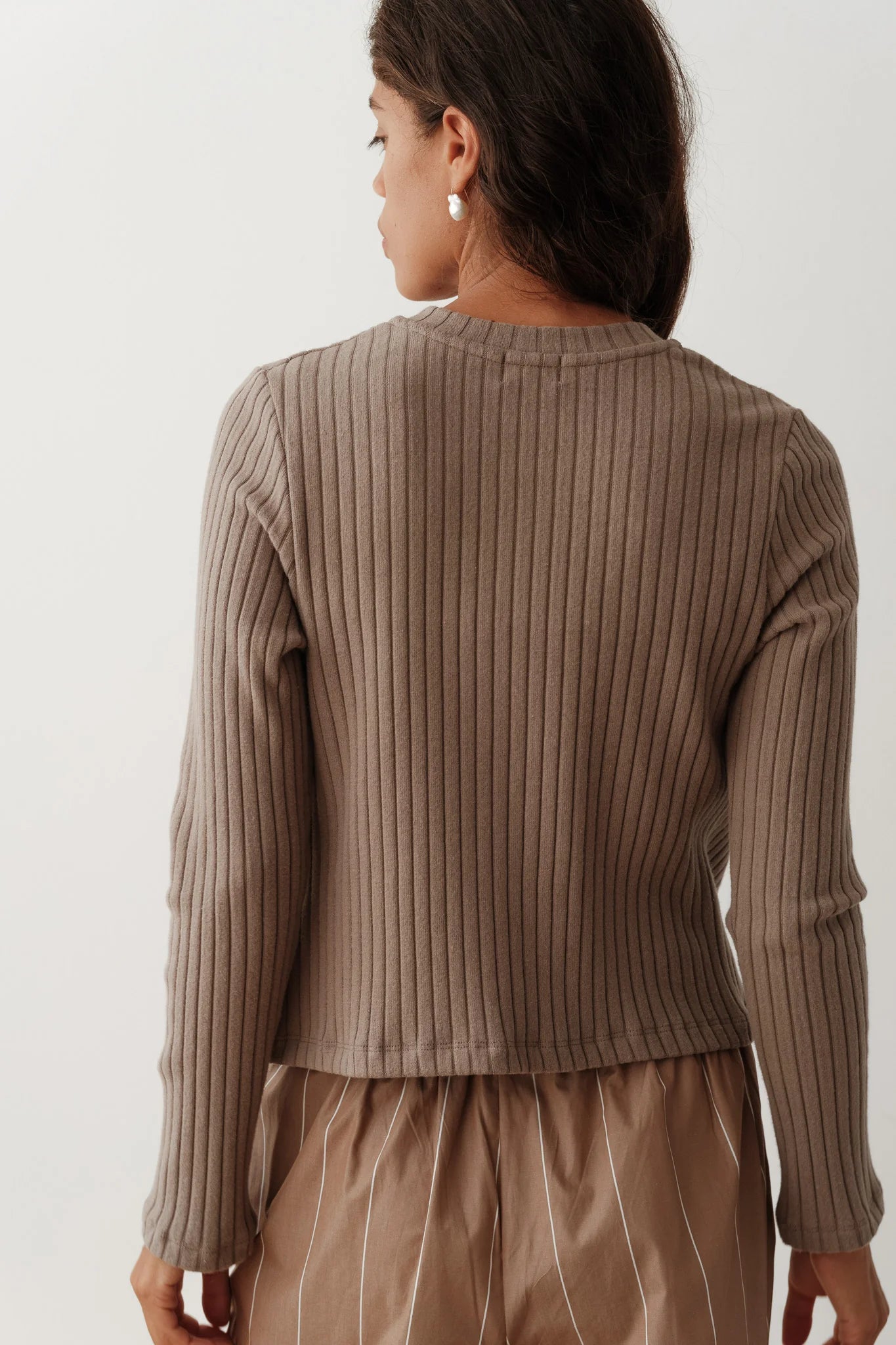 Sweater Rib Cardi - Mushroom