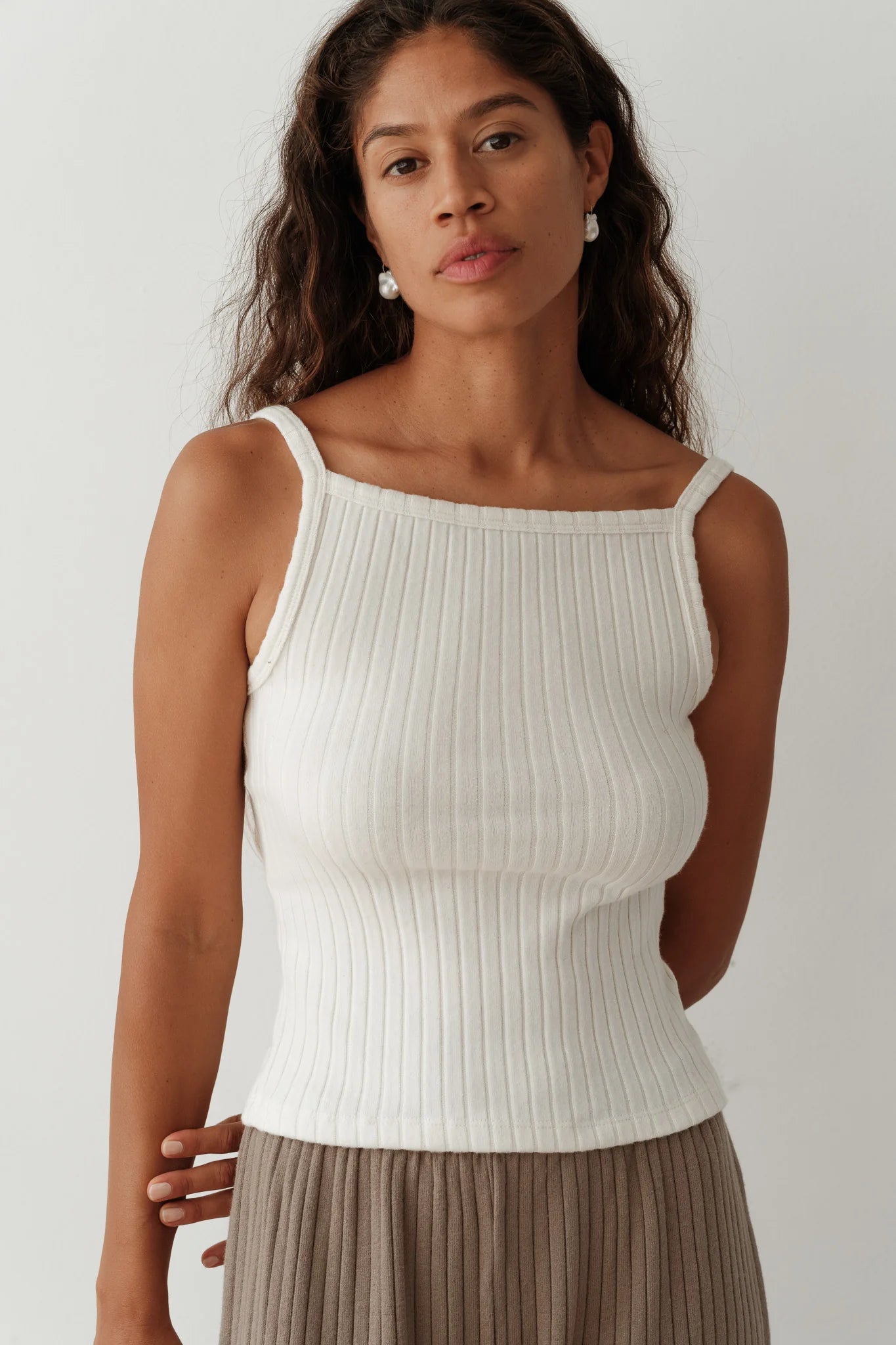 Sweater Rib Tank - Creme