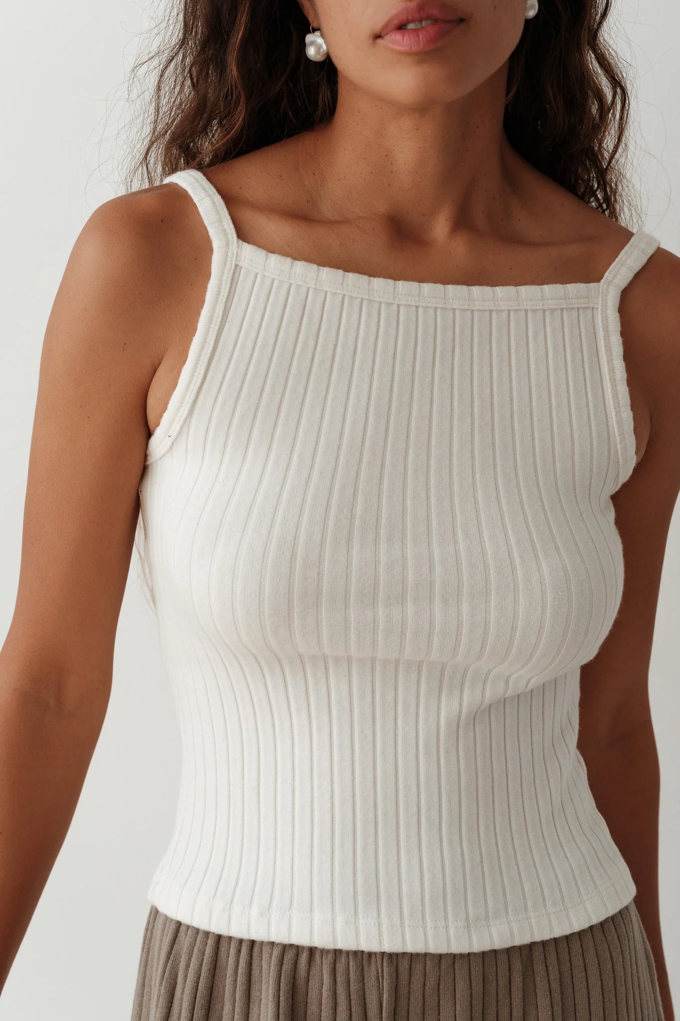 Sweater Rib Tank - Creme