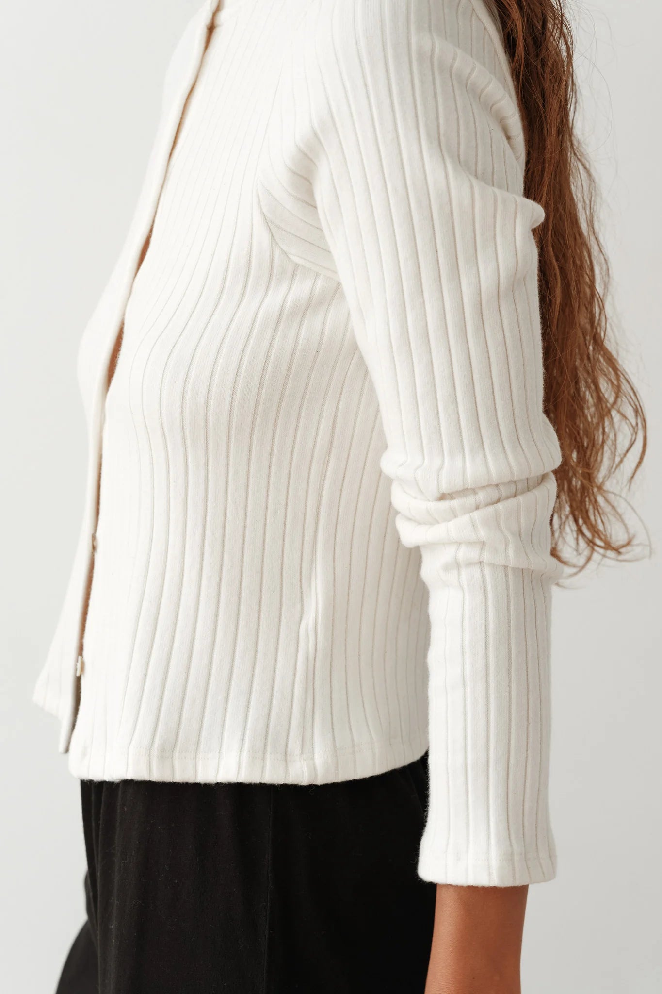 Sweater Rib Cardi - Creme