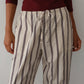 Pop Stripe Drawstring Pant - Creme Twin Stripe